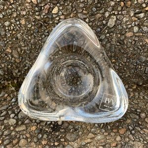 IVV Triangle Tealight Votive Candle Holder Handmade MCM Clear Italian Art Glass